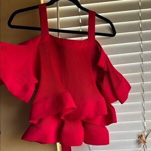 Elegant Red Ruffle Top